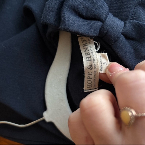 Girls Size 3 Hope & Henry Navy Blue Kids Dress with Tan Accents - Picture 3 of 4